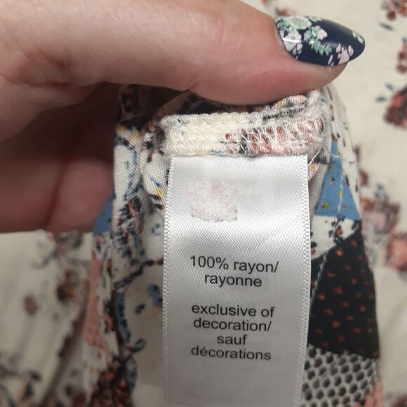 Maurices Women Top 1X White Floral Boho Peasant Blouse Lace 3/4 Sleeve V Neck - Picture 6 of 7